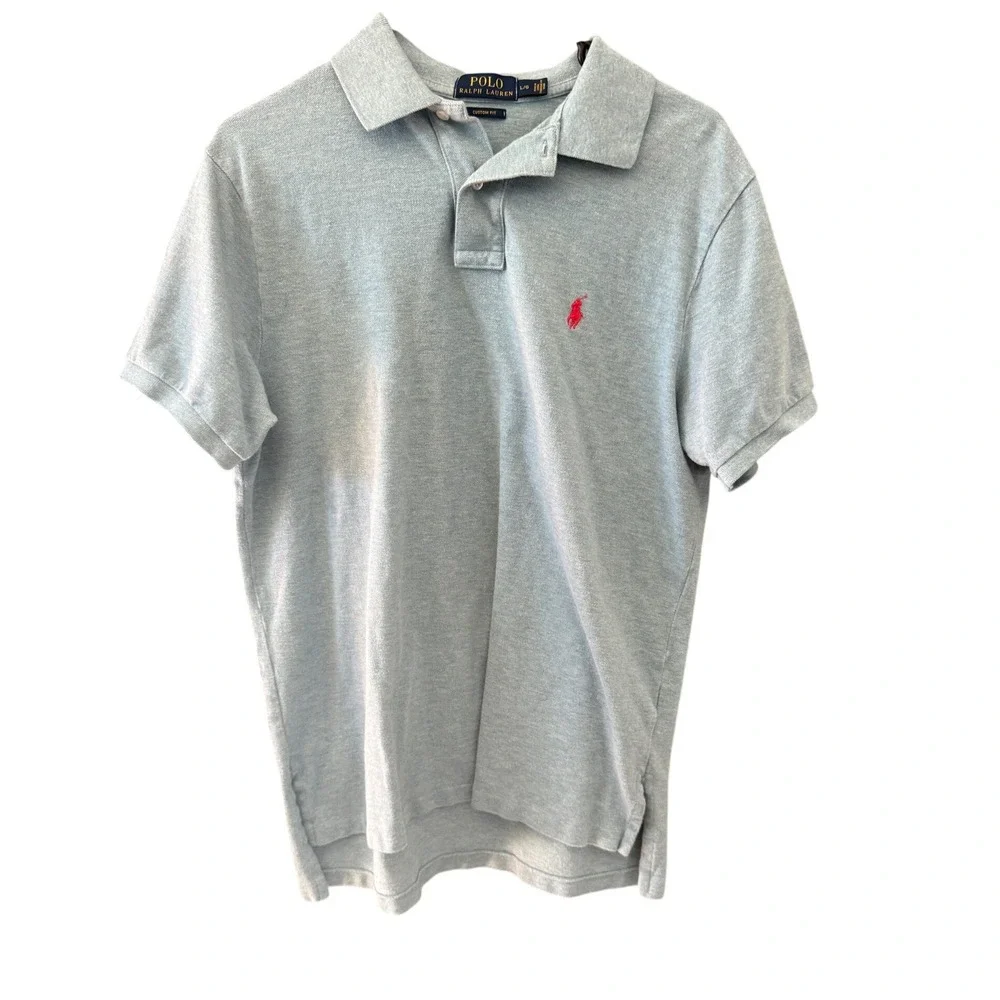 Polo Ralph‎ Lauren Mens Preppy Short Sleeve Polo Shirt Light Blue Large L/G